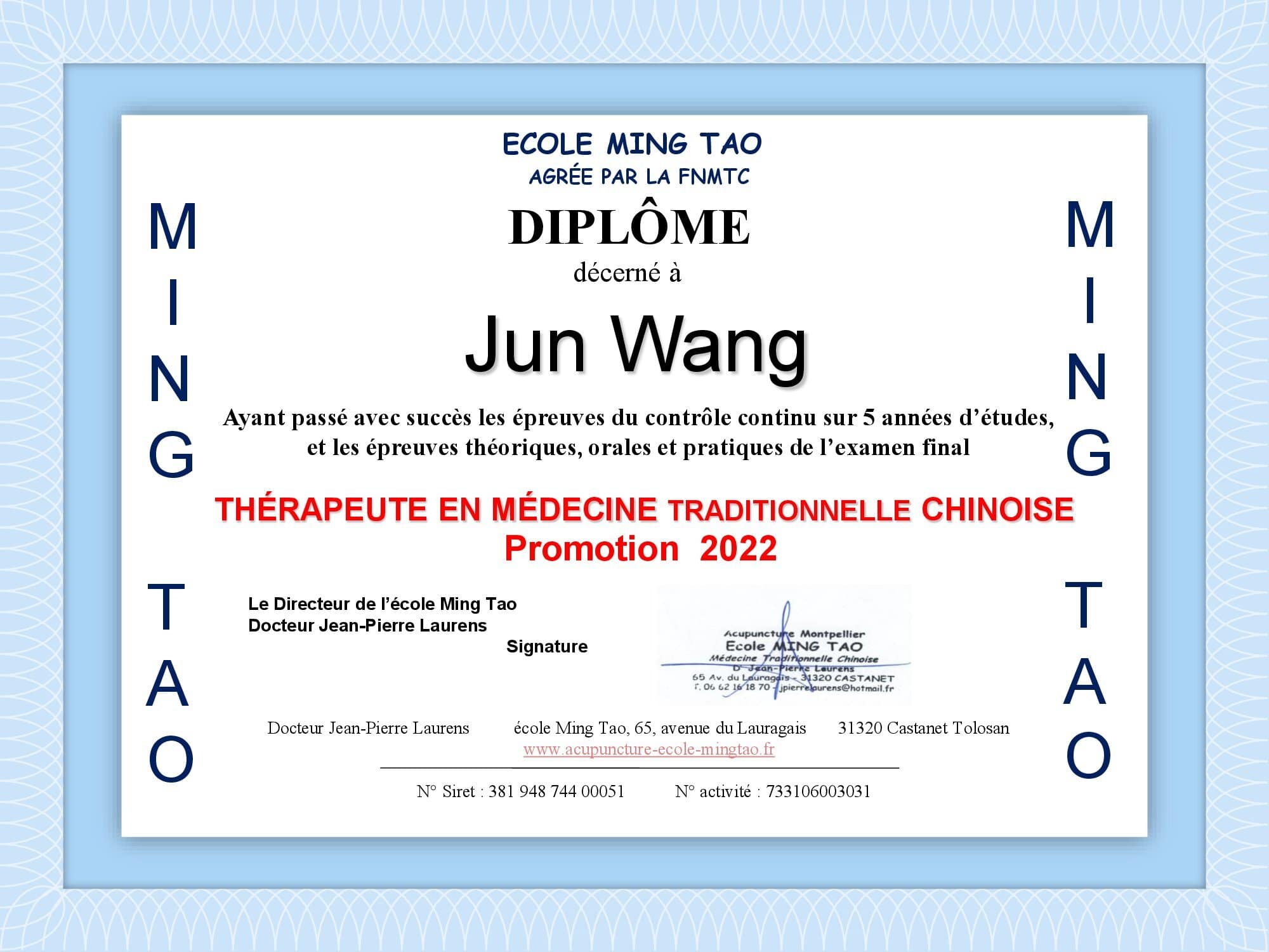 diplôme médecine traditionnelle  chinoise